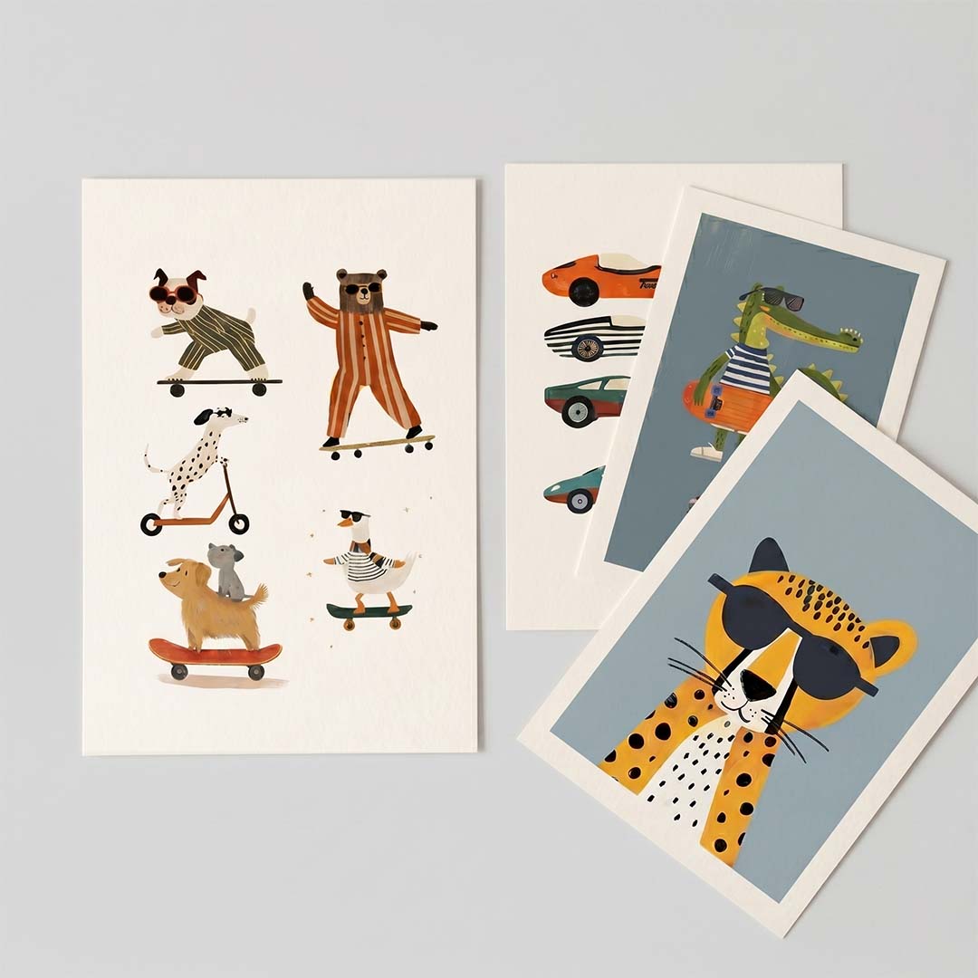 Custom art prints and posters on demand - flat lay of two modern art posters